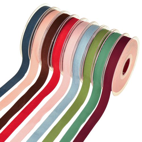 Floristik24 Ruban décoratif en velours 15 mm 7 m couleurs variées