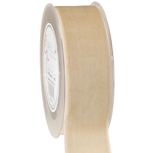 Floristik24 Ruban de velours décoratif, ruban cadeau en velours beige 40 mm, 8 m