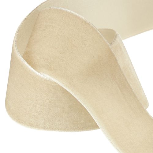 Article Ruban de velours décoratif, ruban cadeau en velours beige 40 mm, 8 m