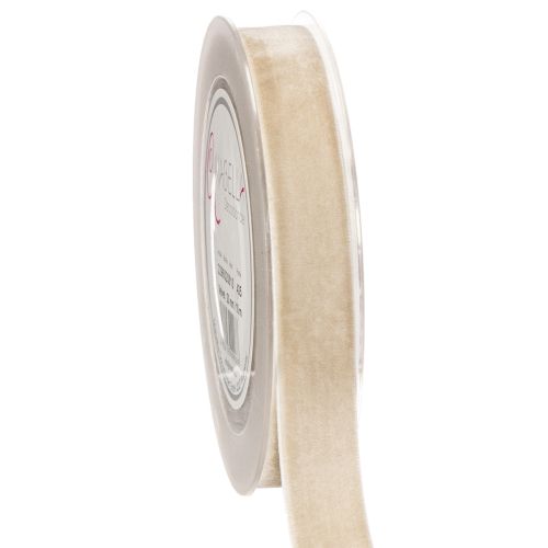 Ruban en velours beige 20 mm x 10 m pour emballage et décoration