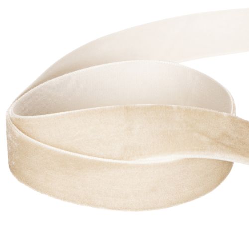 Ruban en velours beige 20 mm x 10 m pour emballage et décoration | Floristik24.fr