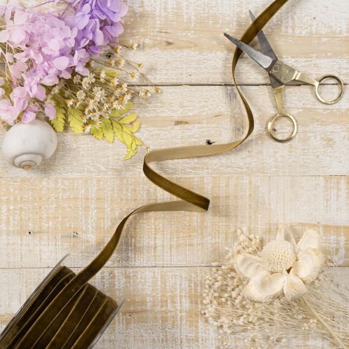Ruban décoratif en velours, étroit, 10 mm de large, 20 m de long, en rouleau | Floristik24.fr