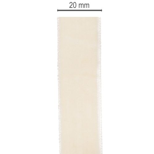 Ruban en velours crème 20 mm x 10 m pour cadeaux et décorations | Floristik24.fr