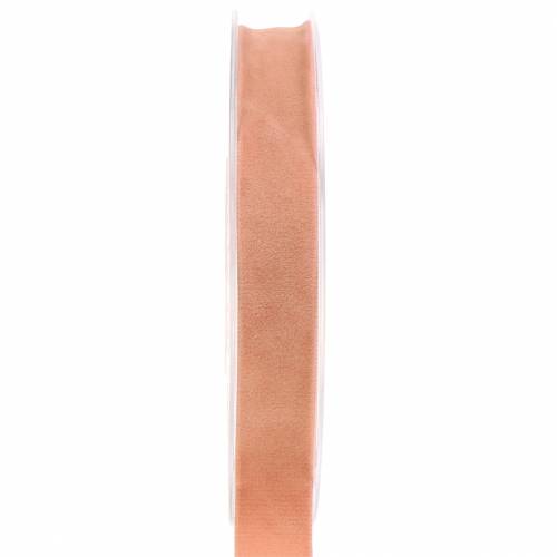 Floristik24 Ruban velours saumon 15mm 7m