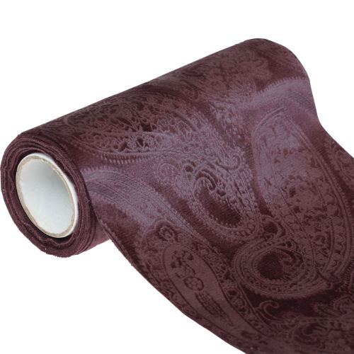 Floristik24 Chemin de table en ruban de velours violet, motif cachemire, 150 mm, 3 m