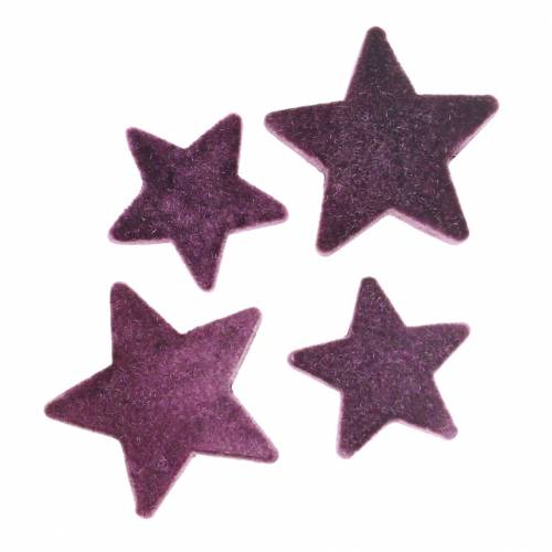 Floristik24 Étoiles de décoration dispersées étoiles en velours floquées baie violette 4/5cm 40pcs