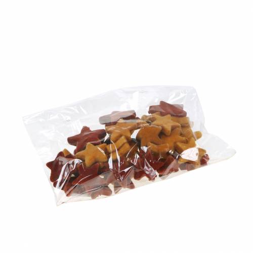 Floristik24 Saupoudrer décoration star mix curry floqué, rooibos 4cm/5cm 40p