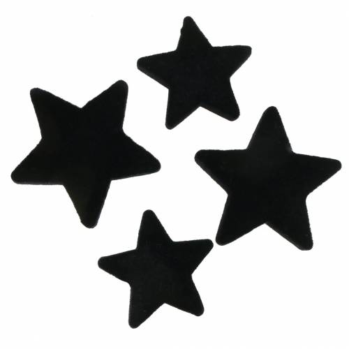 Article Décoration étoiles velours noir 4/5cm 40 pcs