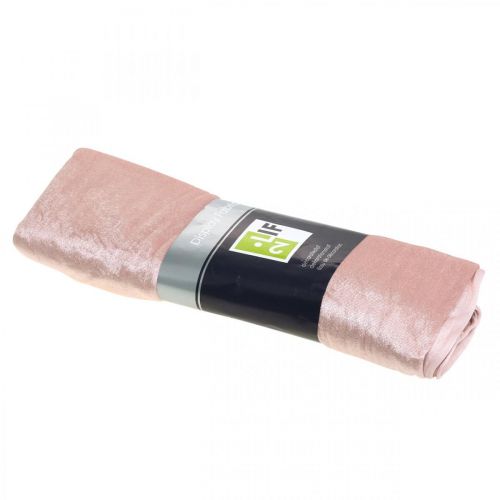 Floristik24 Tissu déco Velours Décoration de table velours vieux rose 140×300cm