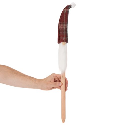 Lot de 6 Figurines de Noël sur Tige en Bois avec Bonnet en Feutre, 58 cm | Floristik24.fr