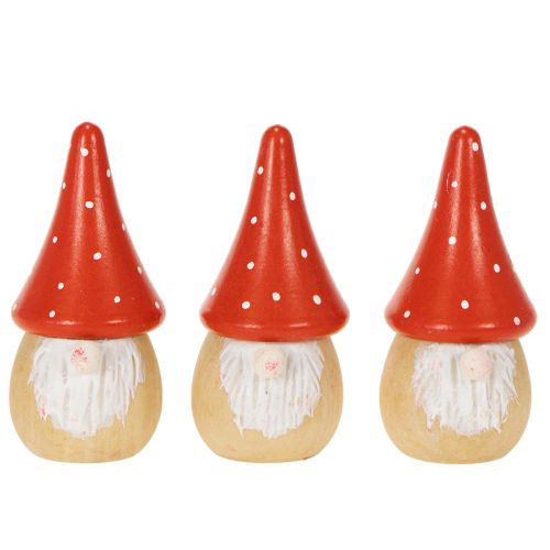Figurines Mini Lutin en Bois 10 cm Rouge et Blanc Lot de 6 | Floristik24.fr
