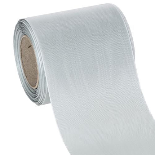 Floristik24 Ruban satiné argenté pour couronnes, 100 mm de large, 25 m de long, pour couronnes funéraires, couronnes commémoratives et anniversaires, résistant aux intempéries et compostable