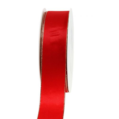 Article Ruban satin rouge bord doré 40mm 40m