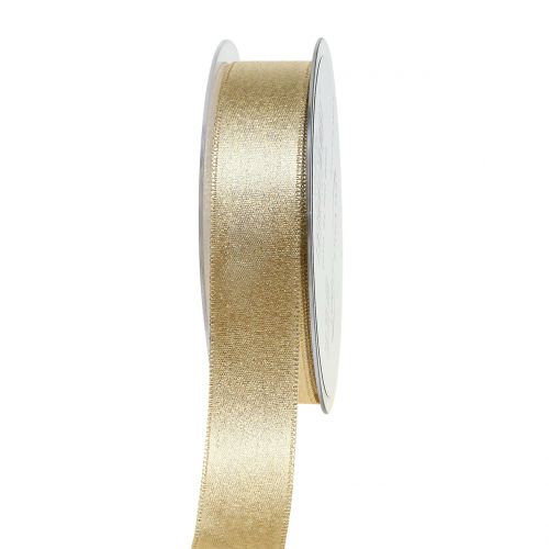 Floristik24 Ruban de satin avec mica doré 25mm 20m