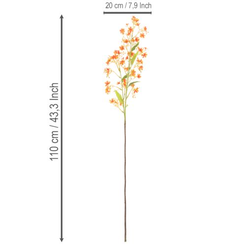 Kunstblume Branche d’Orchidée Orange 110 cm Lot de 3 pour Décoration Intérieure | Floristik24.fr