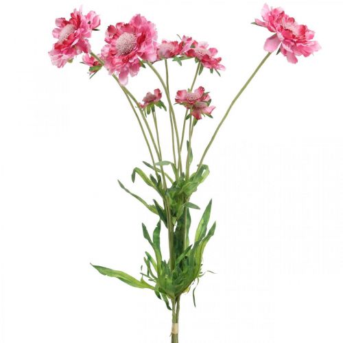 Décoration florale artificielle, fleur artificielle scabious rose 64cm lot de 3pcs
