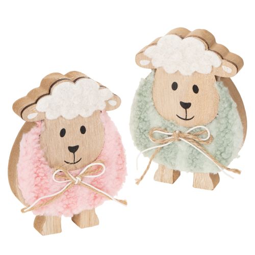 Floristik24 Moutons décoratifs en bois, adorables figurines pour le printemps et Pâques, décoration de table, 11 cm, lot de 6