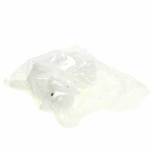 Floristik24 Agneau de Pâques décoratif couché floqué blanc H15cm