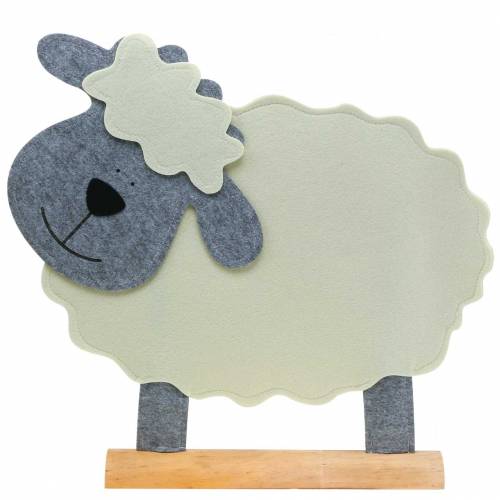 Floristik24 Mouton debout en feutre crème, gris 51 × 7cm H47cm