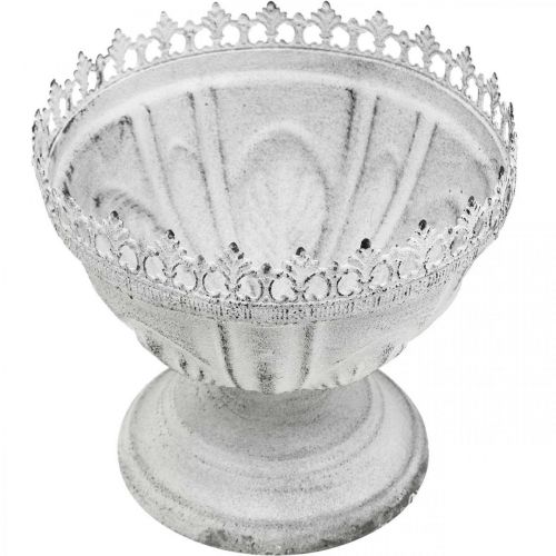 Floristik24 Trophée décoratif bol décoratif en métal blanc avec bord couronne H15cm