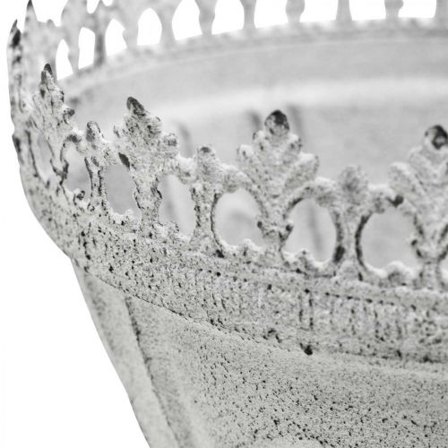Floristik24 Trophée décoratif bol décoratif en métal blanc avec bord couronne H15cm