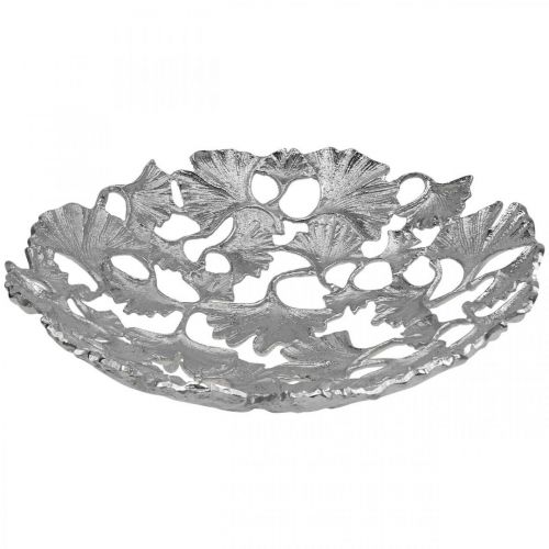 Floristik24 Bol décoratif argenté Gingko bol métal Ø43cm H11cm