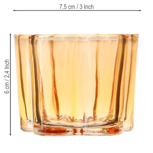 Article Bol en verre photophore fleur orange Ø7,5cm H6cm 6pcs