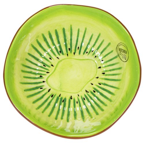 Article Bol de service en céramique, motif Kiwi. Idéal pour une table élégante ou un buffet. 15 cm
