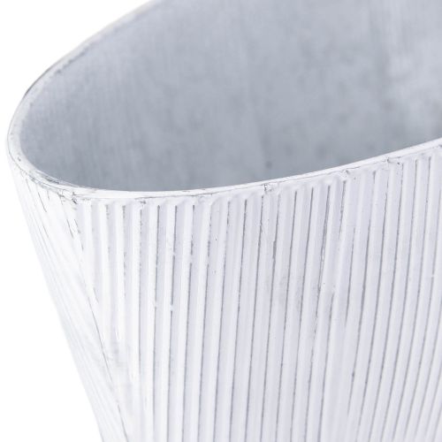 Article Bol ovale en métal blanc argenté 32,5 cm/37 cm lot de 2