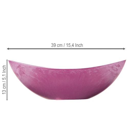 Coupe décorative en plastique rose 39 x 13 cm pour compositions florales | Floristik24.fr
