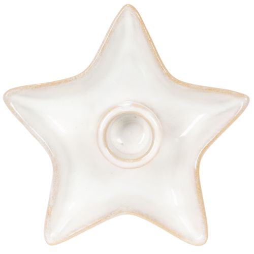 Lot de 2 bougeoirs étoile en céramique blanche pour bougies fines 12 cm | Floristik24.fr