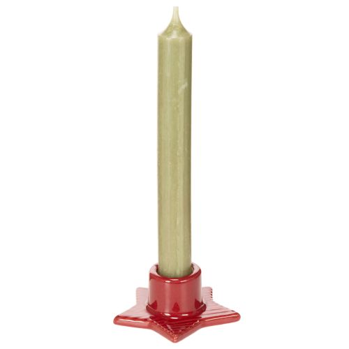Chandeliers en céramique en forme d'étoile pour bougies fines 8 cm rouge, lot de 2 | Floristik24.fr