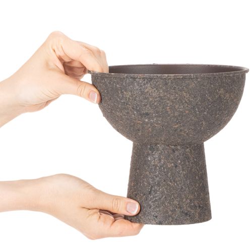 Coupe ronde pour plantes avec socle en métal 18 cm brun et anthracite | Floristik24.fr