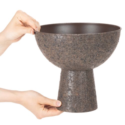 Coupe à pied en métal ronde brun 25 cm | Floristik24.fr