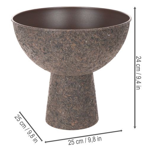 Coupe à pied en métal ronde brun 25 cm | Floristik24.fr