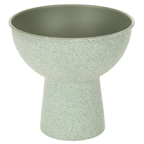 Coupe décorative ronde en métal sur pied 18 cm vert clair