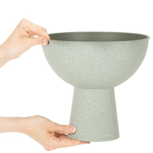 Coupe décorative sur pied pour plantes 25 cm effet granit vert gris | Floristik24.fr
