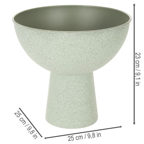 Coupe décorative sur pied pour plantes 25 cm effet granit vert gris | Floristik24.fr