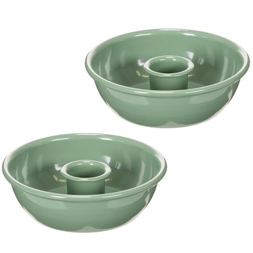 Support bougies chandelles en métal vert 10 cm lot de 2 pour décoration intérieure acheter | Floristik24.fr