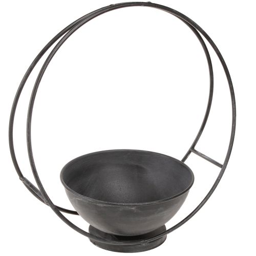 Article Bol avec pied anneau décoratif métal anthracite H29cm 2pcs