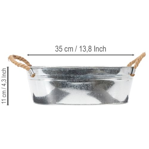 Bol ovale 35 cm x 21,5 cm x 11,5 cm, zinc brillant | Floristik24.fr