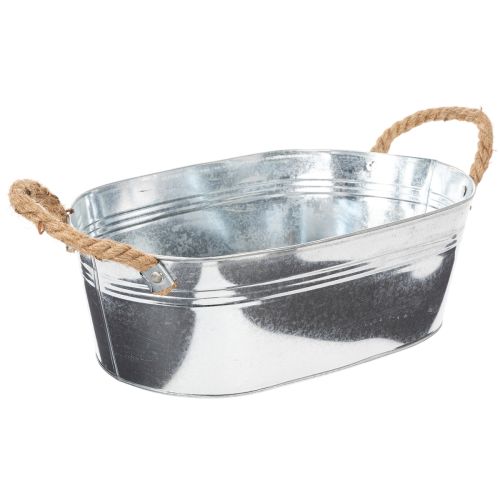 Bol ovale 35 cm x 21,5 cm x 11,5 cm, zinc brillant | Floristik24.fr