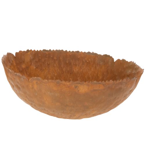 Coupe ronde en métal effet rouille surface texturée 20 cm | Floristik24.fr
