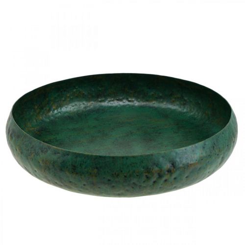 Floristik24 Bol déco vert antique Bol déco métal Ø32cm H7cm