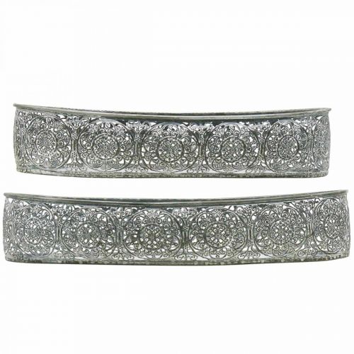 Article Bol décoratif en métal motif gris ovale L36cm/33,5cm lot de 2