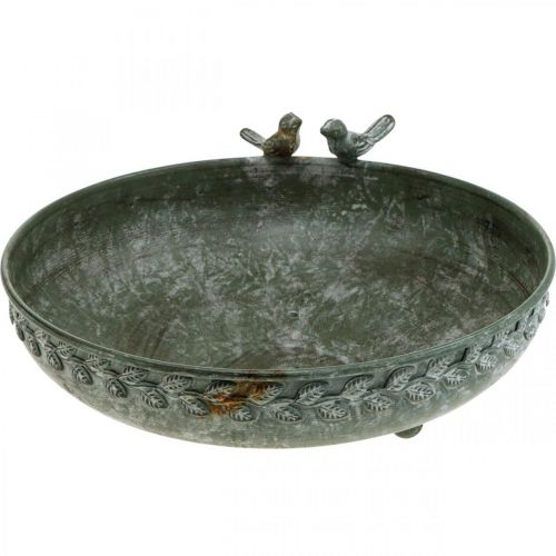 Bain d&#39;oiseaux décoratif bol décoratif base métal gris antique Ø29,5cm