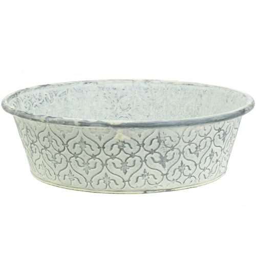 Floristik24 Bol en zinc avec décor crème lavé Ø35,5cm H9cm