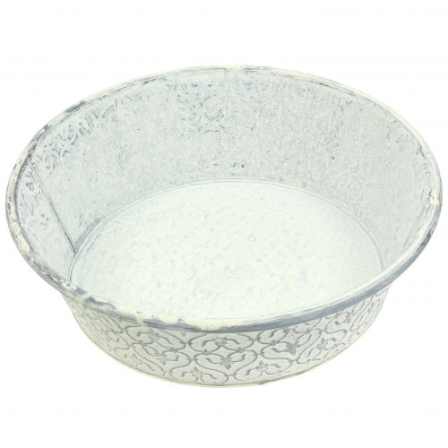 Floristik24 Bol en zinc avec décor crème lavé Ø35,5cm H9cm