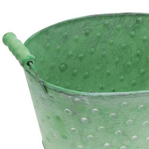 Floristik24 Jardinière décorative en métal vert ovale 25.5x18.5cm H13cm