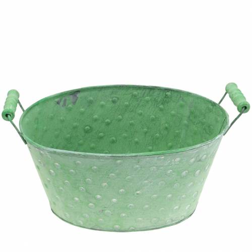 Floristik24 Jardinière décorative en métal vert ovale 25.5x18.5cm H13cm